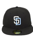 San Diego Padres Black/Sky Blue Chrome 59FIFTY Fitted Hat