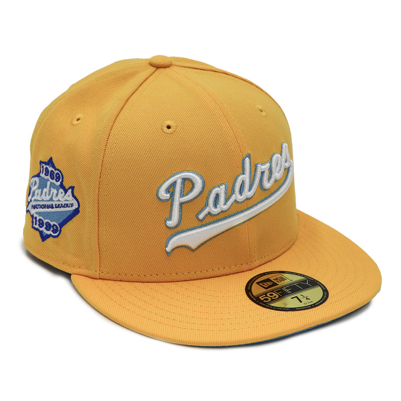 NewEra 59Fifty San Diego Padres Script Yellow Fitted Hat