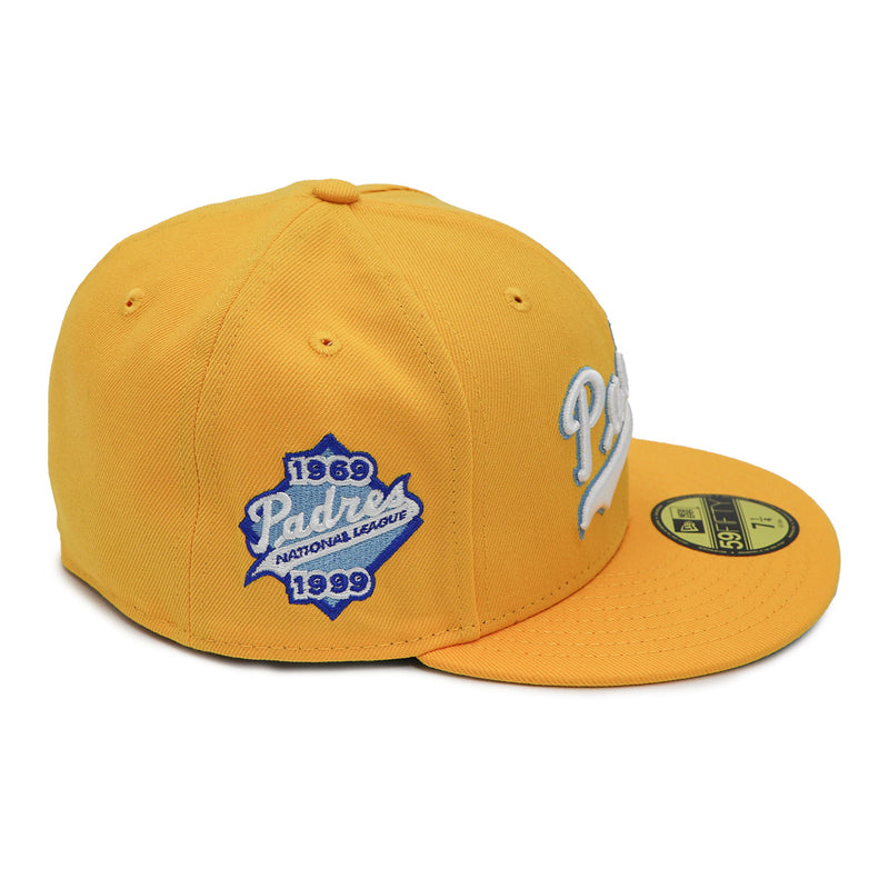 NewEra 59Fifty San Diego Padres Script Yellow Fitted Hat