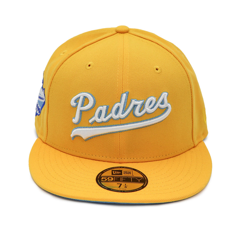 NewEra 59Fifty San Diego Padres Script Yellow Fitted Hat