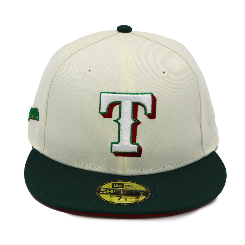 NewEra 59Fifty Texas Rangers Script Side Patch 2-Tone Chrome/Green Fitted Hat