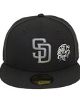 San Diego Padres Black/Gray Rose 59FIFTY Fitted Hat