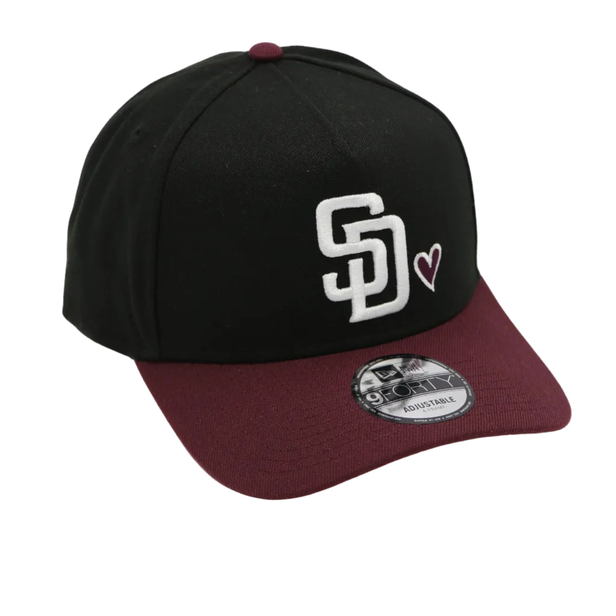 9FORTY San Diego Padres Heart Black &amp; Maroon Snapback Cap