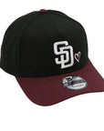 9FORTY San Diego Padres Heart Black & Maroon Snapback Cap