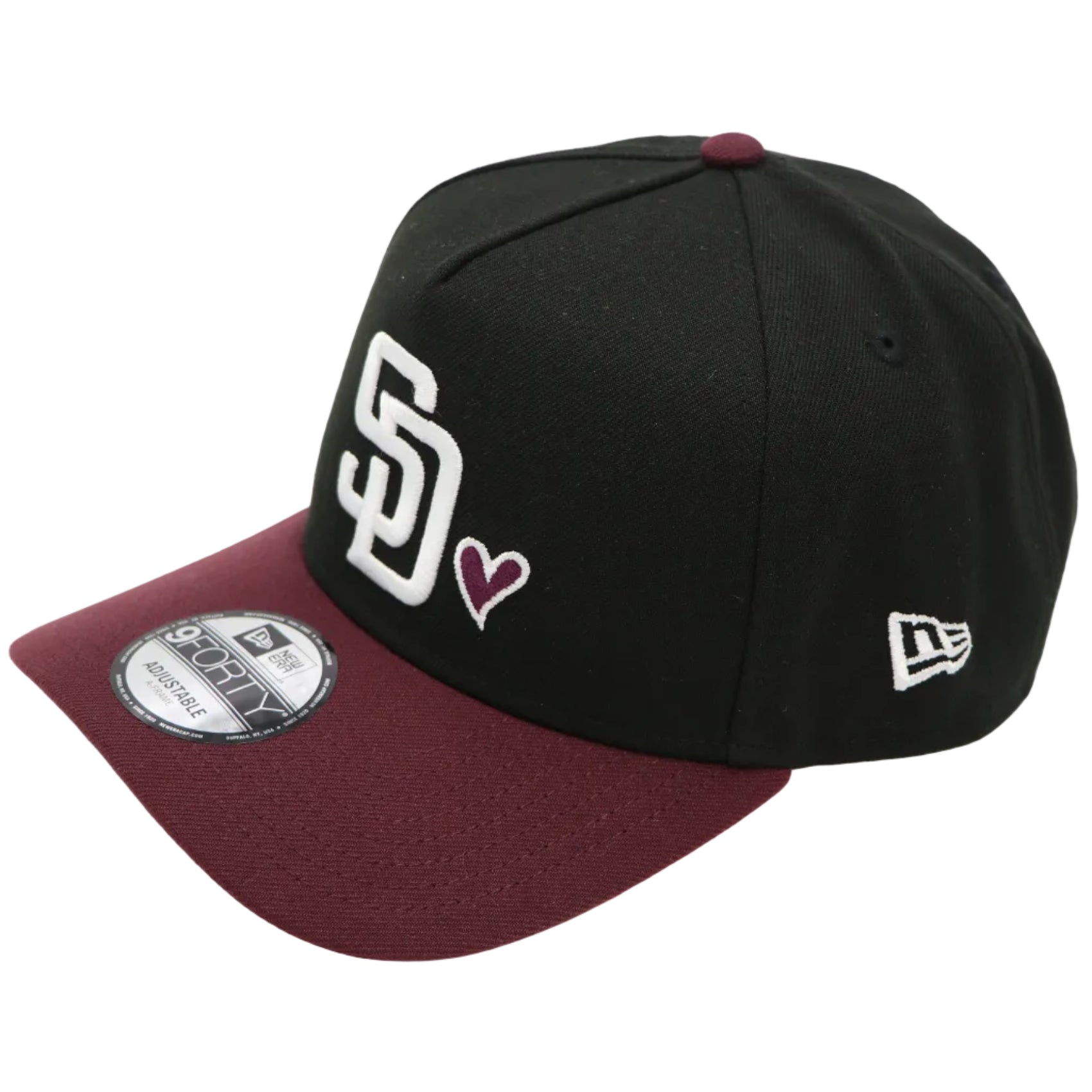 9FORTY San Diego Padres Heart Black &amp; Maroon Snapback Cap