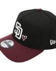 9FORTY San Diego Padres Heart Black & Maroon Snapback Cap