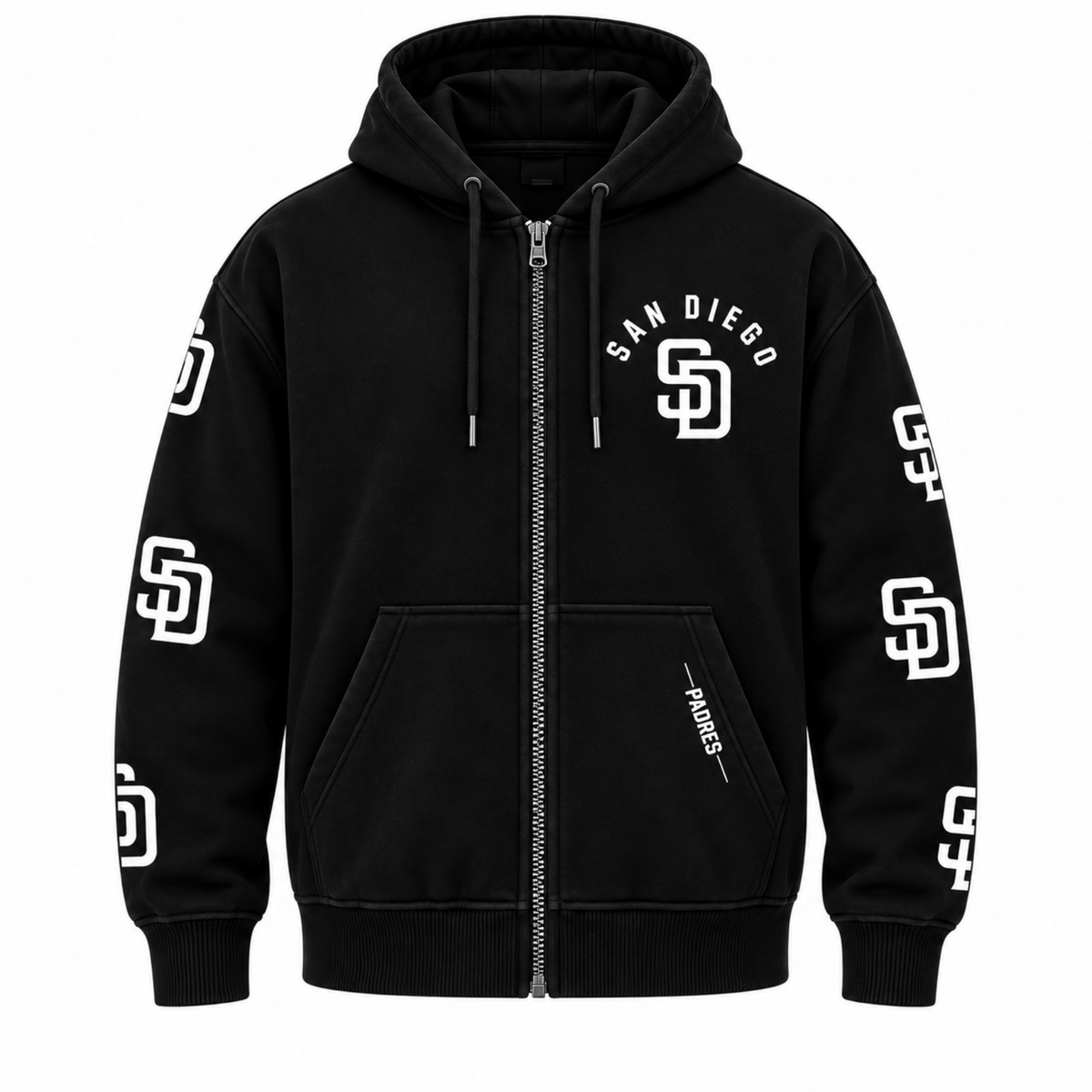 San Diego Padres All Pro Men's Drop Shoulder Full Zip Hoodie