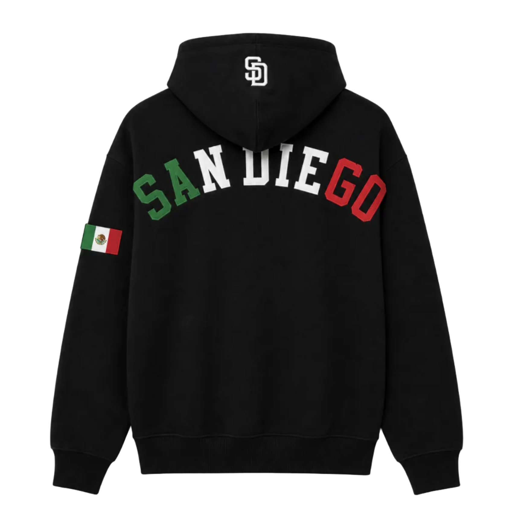 San Diego Padres Men's Wingspan Drop Shoulder Fleece Hoodie - Black