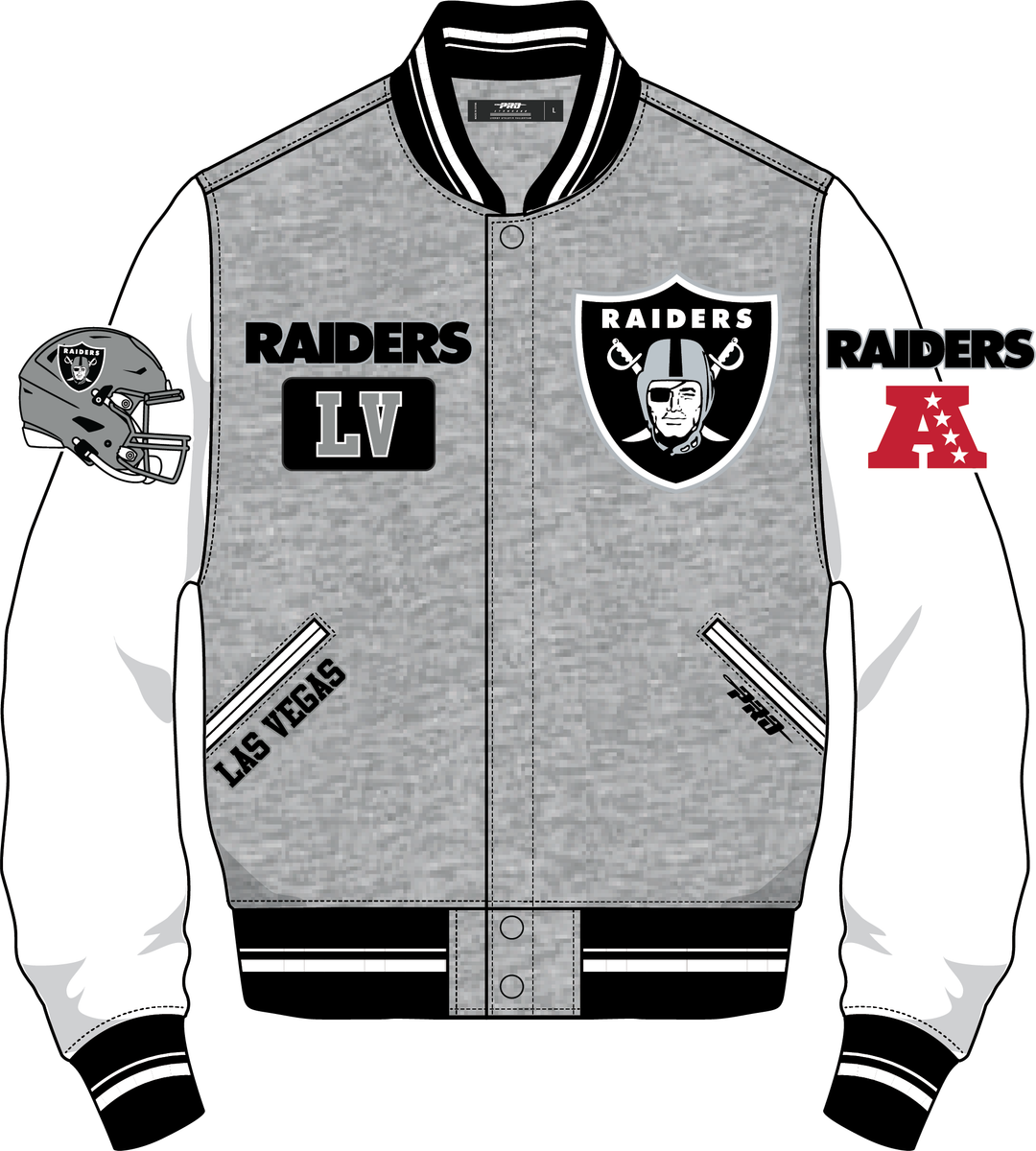 LVegas Raiders WoolVrsity Jckt FOR6410384 - GREY/WHT