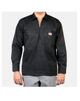 Long Sleeve Solid 1/2 Zip Shrt - BLACK