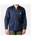 Long Sleeve Solid 1/2 Zip Shrt - NAVY