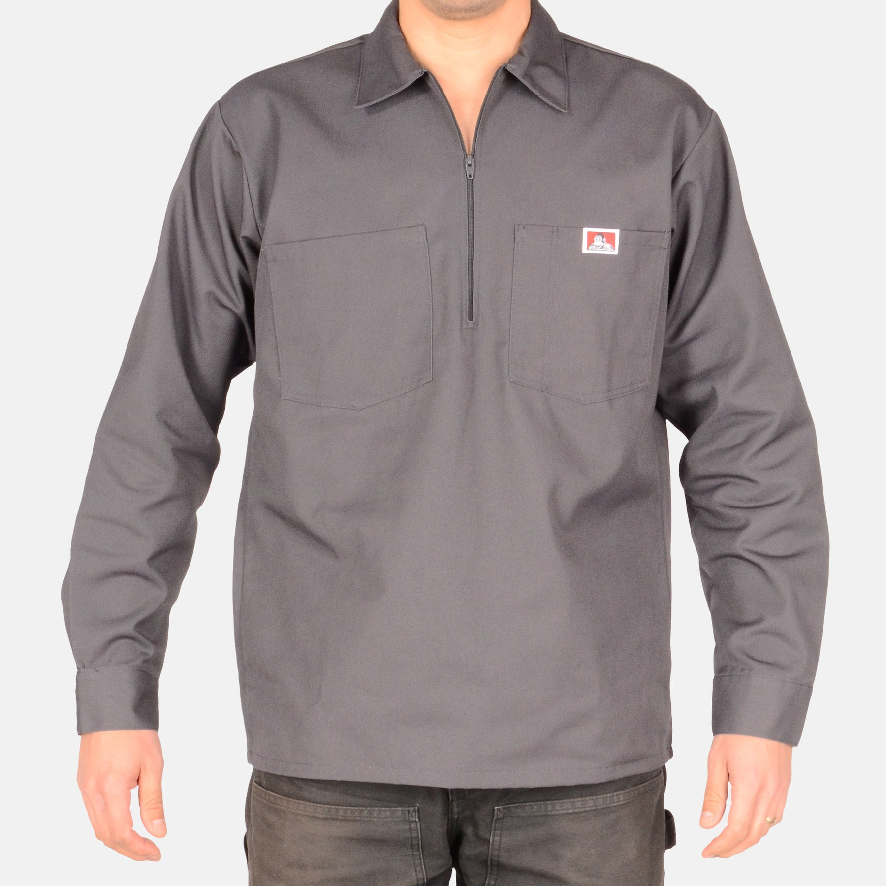 Short Sleeve Plaid 1/2 Zip Shirt