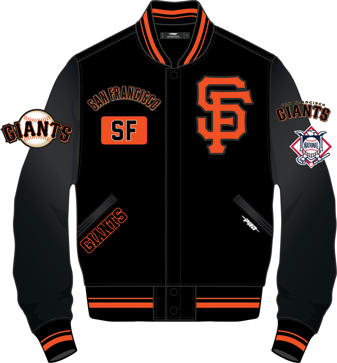 SF Giants Wool Varsity Jacket LSG6314620 - BLK/OR