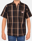 Short Sleeve Plaid 1/2 Zip Shirt