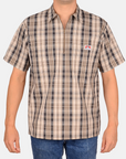 Short Sleeve Plaid 1/2 Zip Shirt