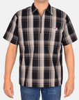 Short Sleeve Plaid 1/2 Zip Shirt