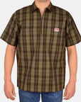 Short Sleeve Plaid 1/2 Zip Shirt