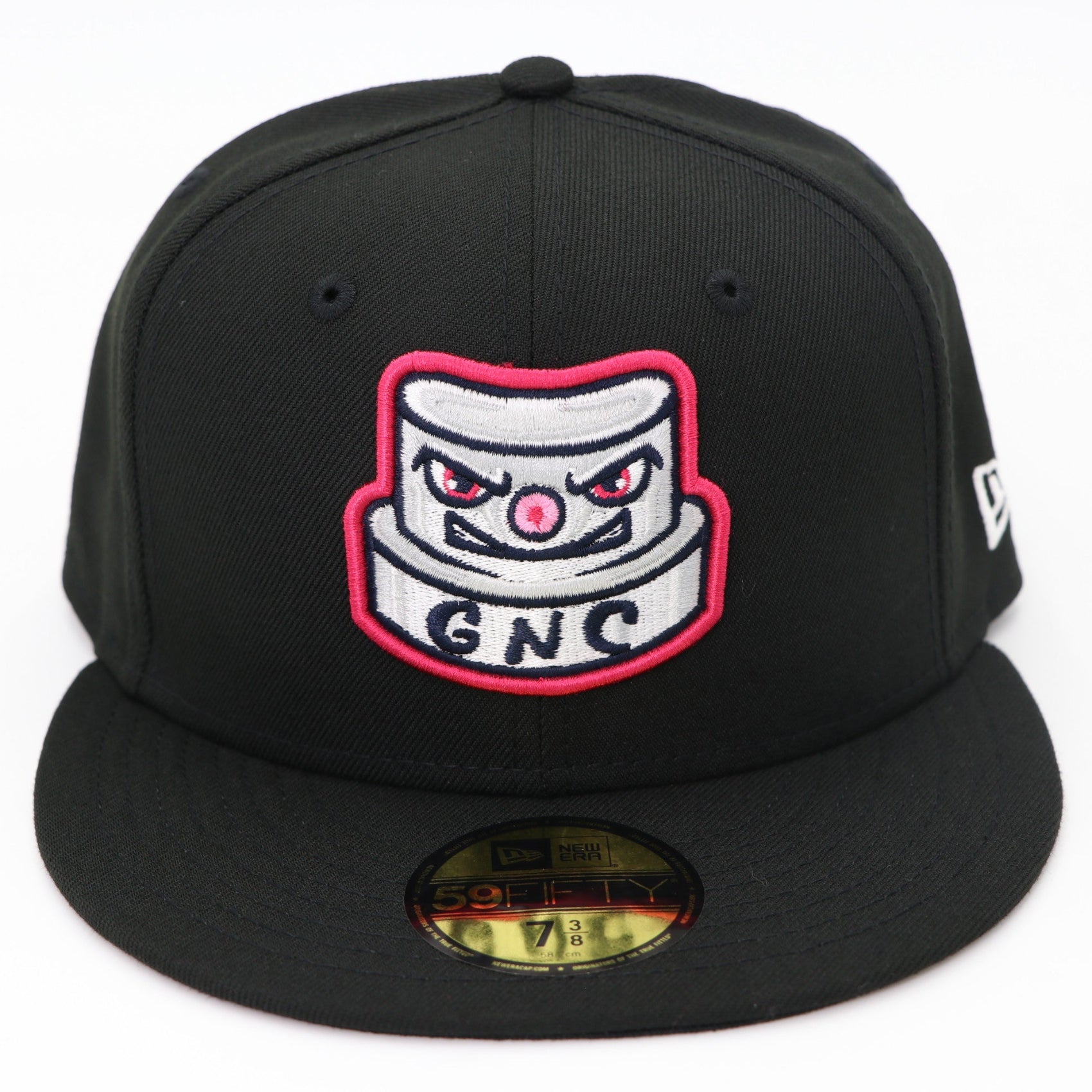 Black cap with a logo on a white background