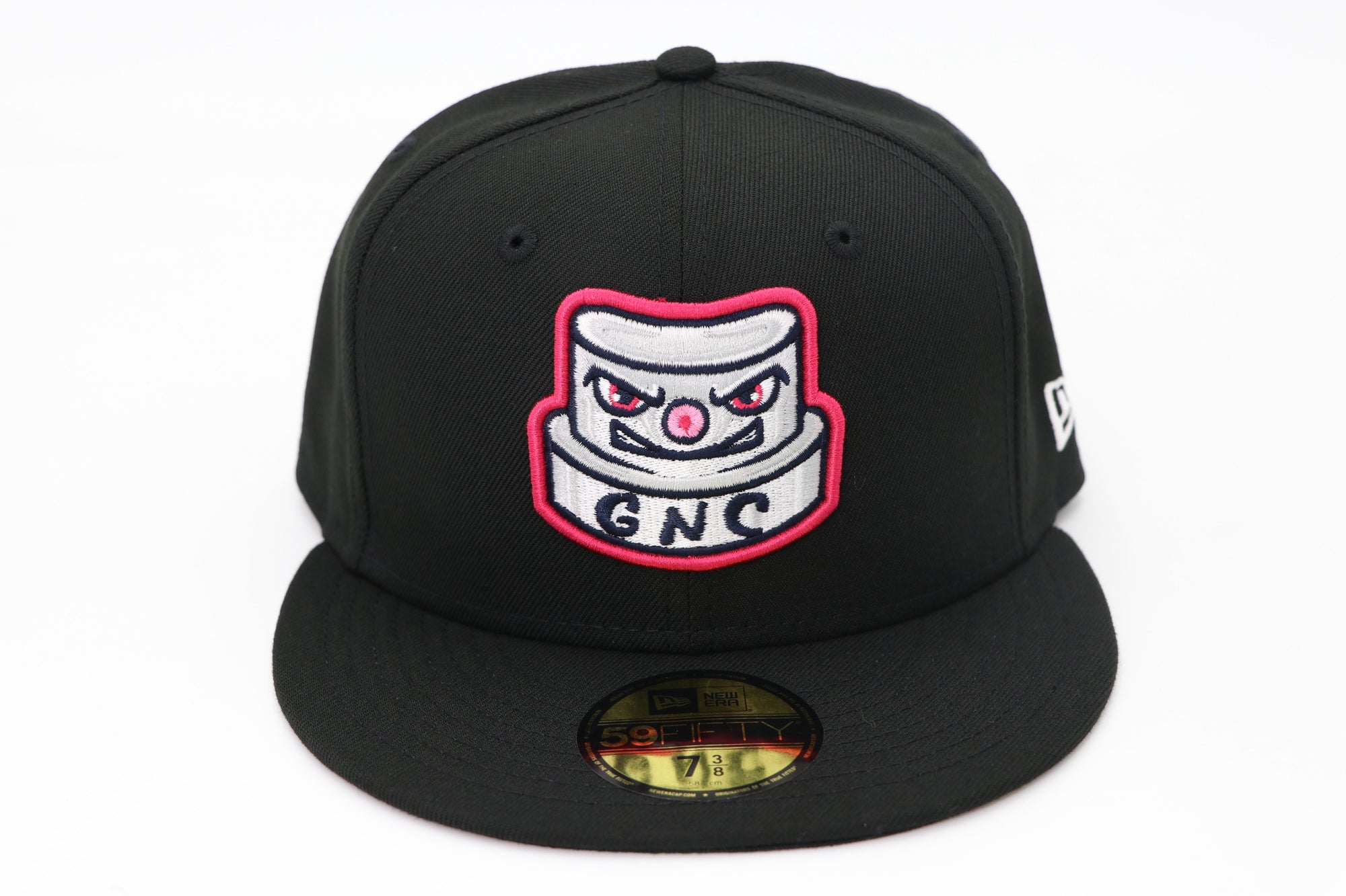 Black cap with a logo on a white background