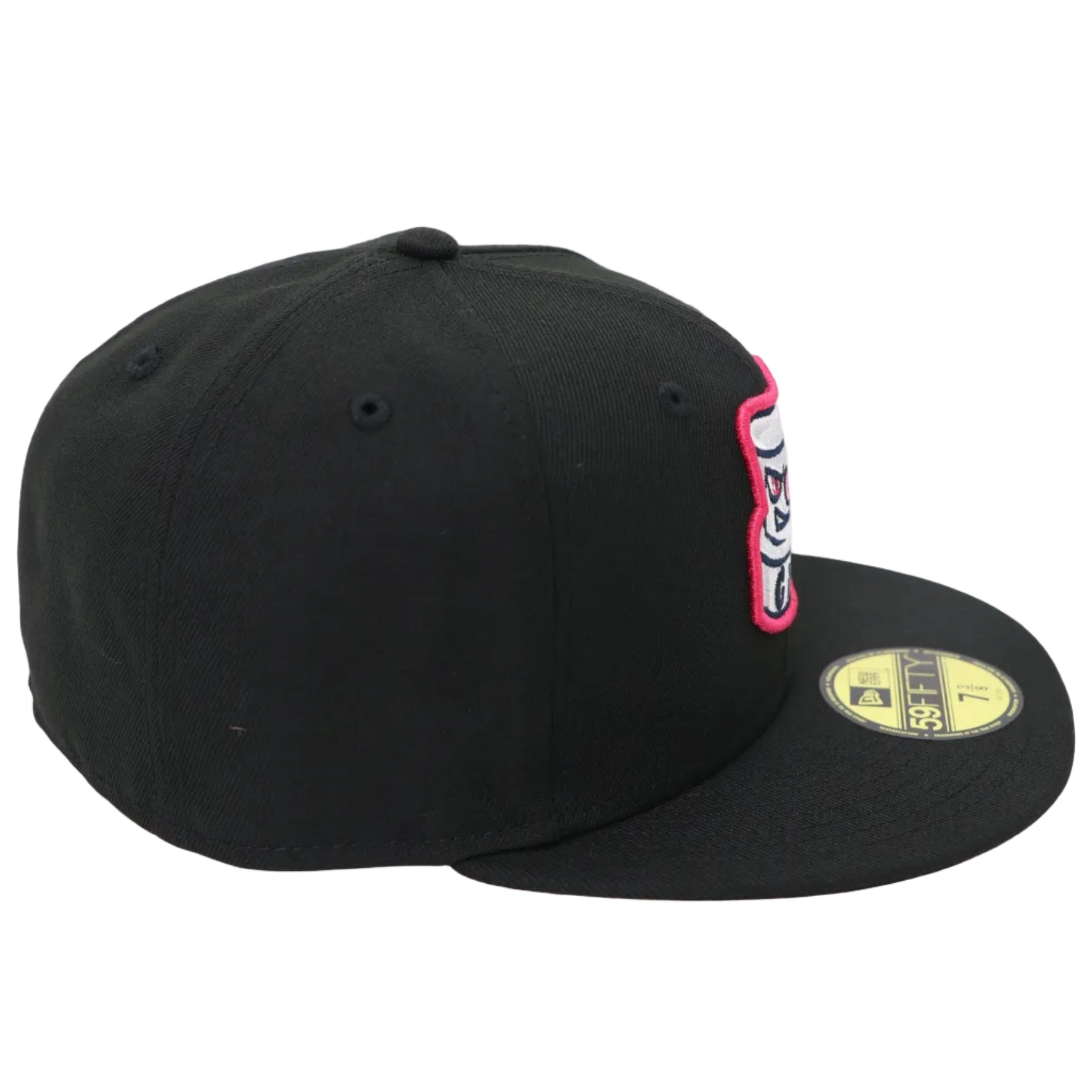 Black baseball cap with a brand logo on a white background